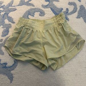 Yellow Lululemon 2.5 inch Hotty Hot Shorts